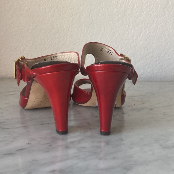 Vero Cuoio Red Leather Sandals Hells Size 7B - Picture 5 of 11